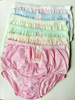 x 6 винтажные женские трусики мягкий нейлон атласный Hi трусы Knickers нижнее белье размер XL - Изображение 1 из 4