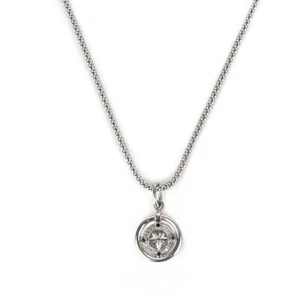 Collana in oro bianco 18 Kt 750/1000 con pendente rosa dei venti e diamanti neri - Picture 1 of 2