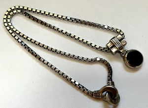 Lisa Jenks Sterling Silver 925 Onyx Necklace Box Chain Bullseye 16.5” - Picture 1 of 5
