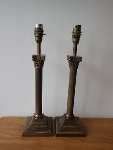 Pair of Laura Ashley brass Corinthian column style table lamps 37cm high - Picture 1 of 15