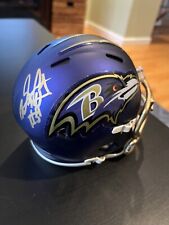 Signed Alex Collins #34 Baltimore Ravens Blaze Mini Helmet Arkansas Razorbacks