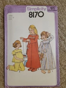 8170 Vtg Simplicity Sewing Pattern Girl 1970s Robe Nightgown Pajamas Pants FF - Picture 1 of 2