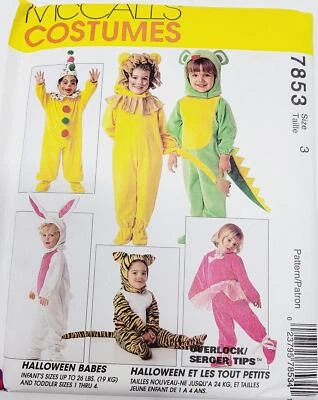 Mccall’s 7853 Halloween Toddler Child COSTUME Clown, Ballerina, Santa, Lion sz 3 - Image 1 of 3