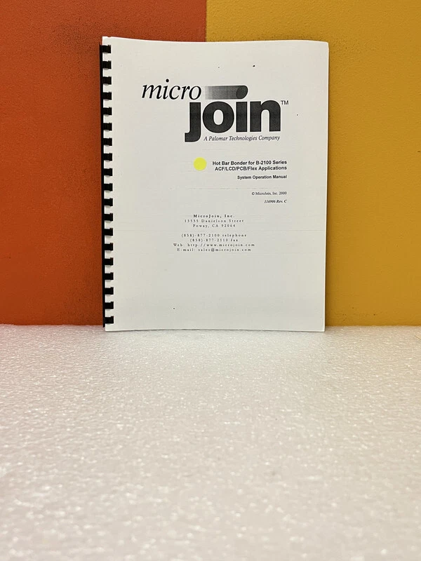 Microjoin Hot Bar Bonder for B-2100 ACF/LCD/PCB/Flex Applications System Manual - Image 1 of 2