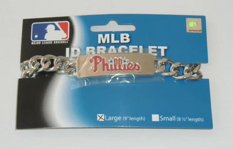 Philadelphia Phillies 8.5" Heavy Duty Metal Link Team ID Bracelet MLB Baseball Cover
