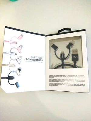 Naztech Braided 3-in-1 Hybrid Single Cable - USB-C, Lightning, Micro USB Devices - Image 1 of 3