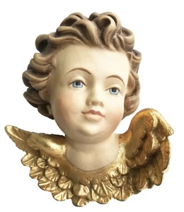 Ángel para Colgar H 12cm de la Guarda Cabeza Figura Madera Estatua Arce - Imagen 1 de 4