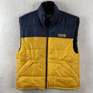 North Sportif Urban Expedition XL Puffer Vest Yellow Blue Reversible Y2K - Picture 1 of 9