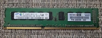 HP 500208-562 1GB PC3-10600E DDR3-1333 1Rx8 Unbuffered ECC RAM Module SAMSUNG - Image 1 of 3