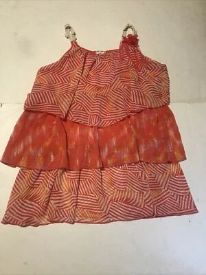 D Signed Blouse Size XL Orange Stripes Ruffles Sleeveless Disney 4107 — 第 1/4 张图片