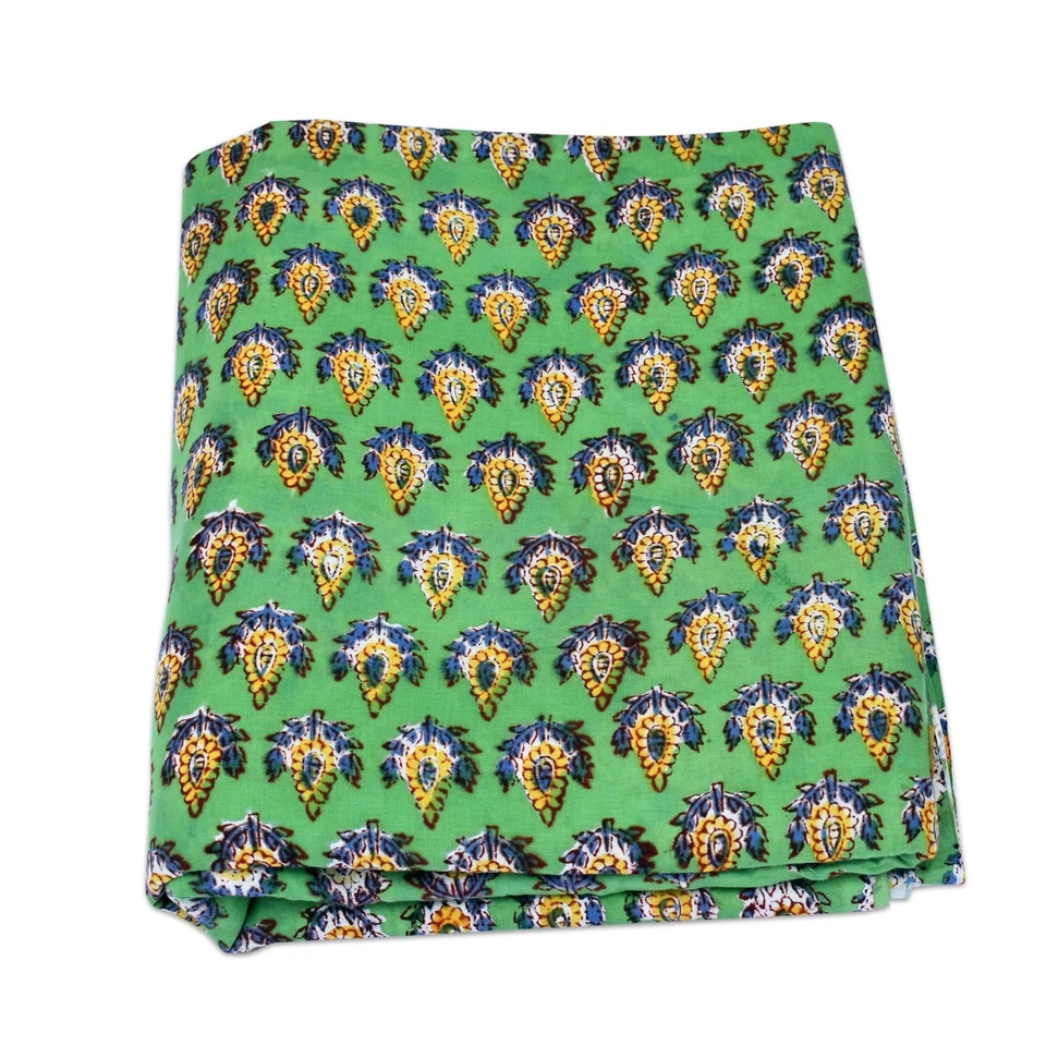 5 Yard Indian Hand Block Printed Cotton Fabric Voile Dressmaking Material G1I - Image 1 of 4