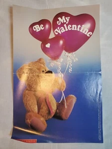 VTG 1988 Scholastic Book Club Be My Valentine Ted Menten Hug Teddy Bear Poster - Picture 1 of 5