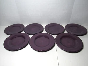 Set of 7 Tabletops Corsica Purple 8 5/8" Side Plates Round Hand Painted Vintage - Picture 1 of 7
