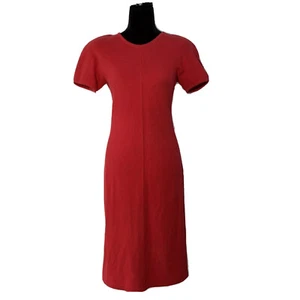 Vestido ADRIENNE VITTADINI PEQUEÑO Rojo Acanalado Corto Sl Botón Trasero Maxi Elástico De Colección - Imagen 1 de 6
