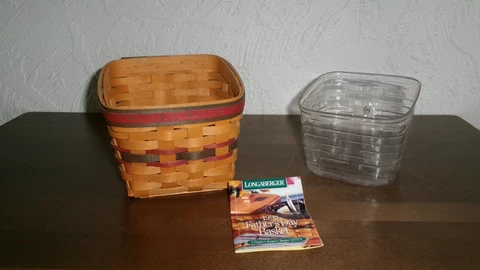 Longaberger Fathers Day Pen Pencil Desk Keepers Basket W Divided Protector Cover