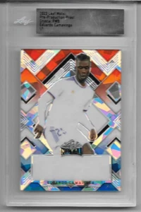 Eduardo Camavinga 2022 Hoja Metal Fútbol Prueba #1/1 Cristal Rojo Blanco Azul - Imagen 1 de 1