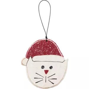 Adorno de madera brillante de Papá Noel Cat - Imagen 1 de 1