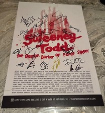 Sweeney Todd Cast Signed Autographed 14x22 Window Card Broadway Groban Gaten