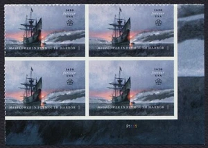 #5524 Mayflower Plymouth Harbor, Plate Block [P1111 LR] **ANY 5=FREE SHIPPING** - Picture 1 of 1
