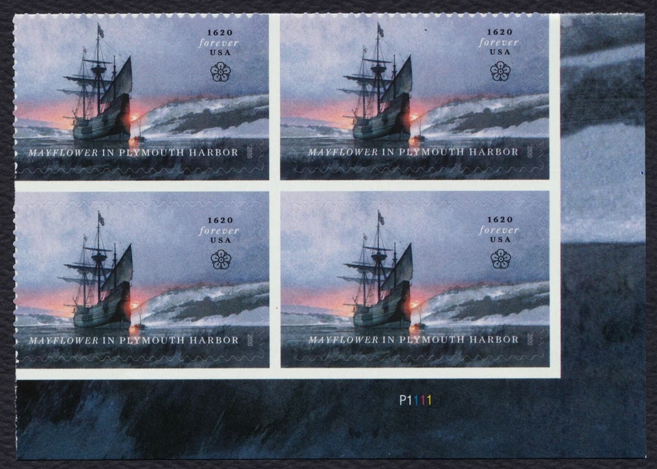 #5524 Mayflower Plymouth Harbor, Plate Block [P1111 LR] **ANY 5=FREE SHIPPING** - Image 1 of 1