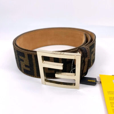 Cinturón FENDI Zucca Monograma FF Logo Marrón Lona Cuero De Colección 6557 Foto 1 de 4