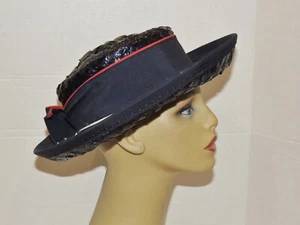 1960's Cellophane Summer Curled Brim Hat - Picture 1 of 6