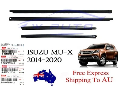 Genuine Window Glass Seals 4 Door Weather Strip Fit Isuzu Mu-x Mux 2014 - 2020 - Image 1 of 4