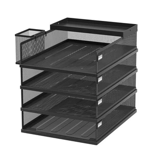 Stapelbare Briefablagen, 4 Ebenen Metall Papierablage & Schreibtisch Organizer, Stapelbar F... - Bild 1 von 7