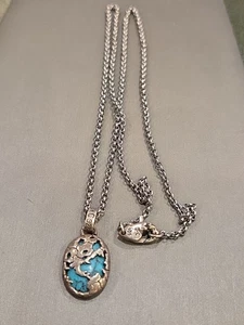 GORGEOUS C+C 925 STERLING SILVER TURQUOISE NECKLACE 22" - Picture 1 of 5