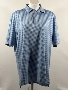 Peter Millar Polo Shirt Men Large Blue Skull Print 1/4 Button Short Sleeve - Picture 1 of 24