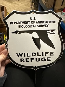 Porcelain Wildlife Refuge U.S Department Of Agriculture Biological Survey Sign - Picture 1 of 11