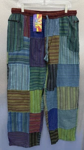 Pantalones Jayli Para Hombres Talla XXL Hippie Retazos Rayas Arte Ropa Algodón Nepal Nuevos con Etiquetas - Imagen 1 de 8