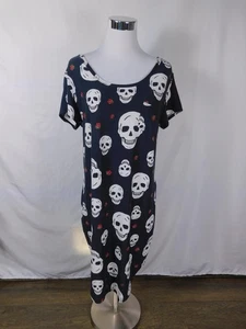 No Boundaries Dress Womens XL Skull Rose Print Short Sleeve Gothic Halloween - Picture 1 of 12
