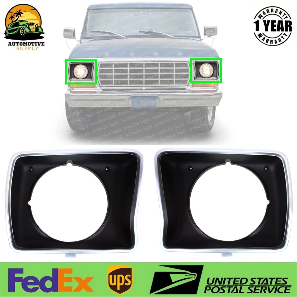 Juego de faros puerta redondos negros para 78-79 Ford F-150 tamaño completo D8TZ13064A Foto 1 de 4