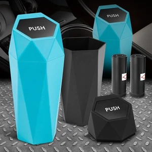 [1 Sky Blue+1 Black] Cup Holder Trash Can Garbage Bin w/Lid+30 Bags for Car - Picture 1 of 7
