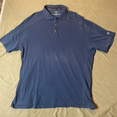 Camisa Polo KÜHL Wildfire XXL Azul Algodón Orgánico Para Hombre Informal Top Foto 1 de 4