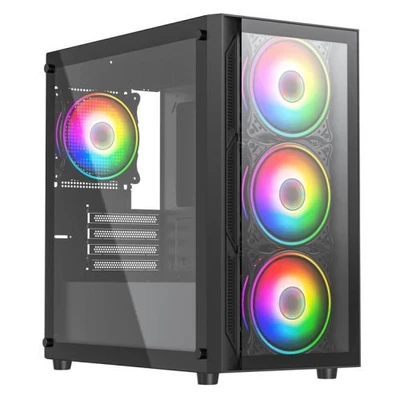 Vida Lucid Black Argb Gaming Case W/ Glass Front & Side Micro Atx 4X Argb Infini - Image 1 of 2