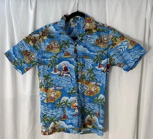 BONITA Camisa Hawaiana de Navidad para Hombres Aloha Republic Santa en la Playa Pequeña - Imagen 1 de 11