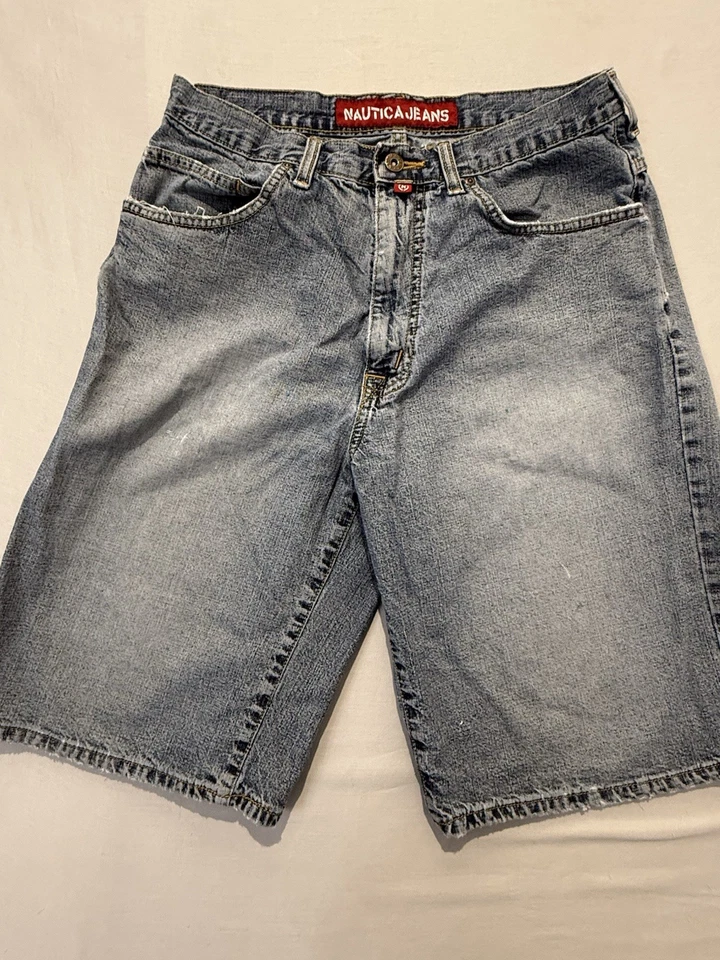 Винтажные мужские джинсовые шорты Nautica 32 синие плотничные шорты мешковатые свободные Y2K гранж - Изображение 1 из 4