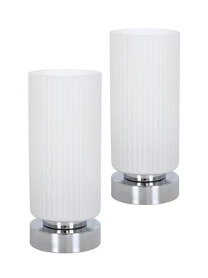 Curtis 1 Light Touch Table Lamp in Chrome with Opal Glass with USB 2 Pack - image 1 of 4