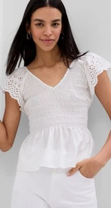 NWT GAP RUFFLE SLEEVE SMOCKED PEPLUM TOP XXL - Picture 1 of 10