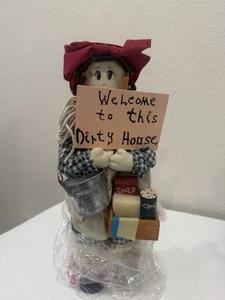 Wood Cloth Doll - "Welcome to This Dirty House" Shabby Chic Farmhouse NEW - Picture 1 of 4
