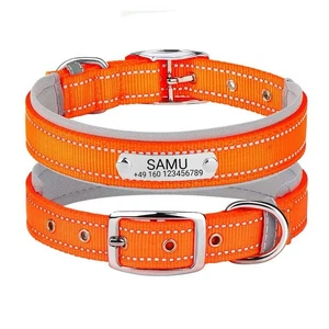 Samu Collar Perro Grabado Personalizado Nylon Neopreno Reflectante - Imagen 1 de 7