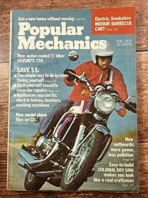 Vintage Popular Mechanics Magazine February 1972 ~ Dry Sink ~ Barbecue Cart - Image 1 of 4