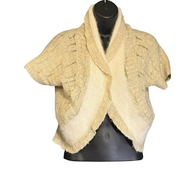 Cárdigan Suéter Sleeping on Snow para Mujer L Marfil Angora Lana Manga Corta Abierto Foto 1 de 4