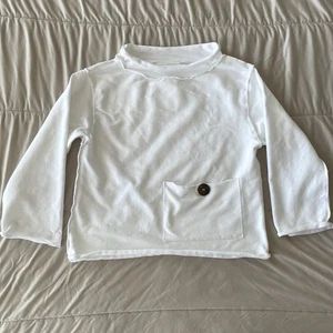 Neon Buddha Roll Neck Sweatshirt White Large Button Boxy Top Womens Size XS - Picture 1 of 9