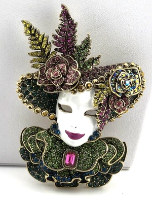Pin máscara cristal y esmalte HEIDI DAUS "Mardi Gras Mask" #62 Foto 1 de 4