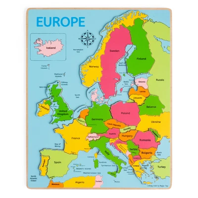 Bigjigs Toys Europe World Map Puzzle Wooden Jigsaw Puzzles For Kids - Image 1 of 4