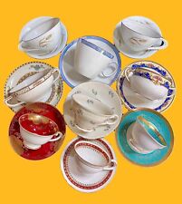 9 Vintage China Tea Cups Saucers Occupied Germany Limoges KP Sweden Bavaria