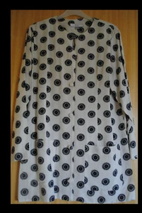 VINTAGE RETRO NEXT WHITE AND NAVY PATTERN LONG JACKET/TUNIC TYPE C. 1980'S - Picture 1 of 4